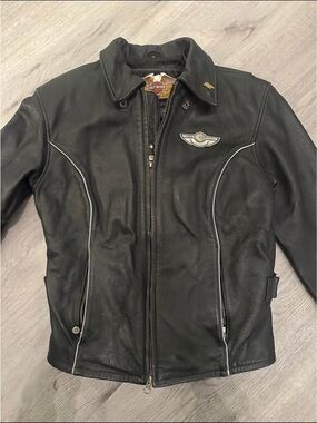 Harley Davidson Collectors 100th Anniversary Womens Black Leather Jacket Medium